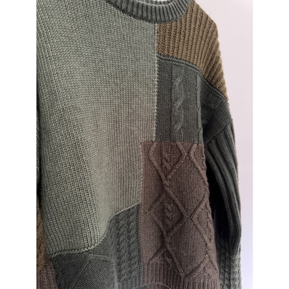 Women's Abel Green Brown Patchwork Sweater Size M - Picture 4 of 12